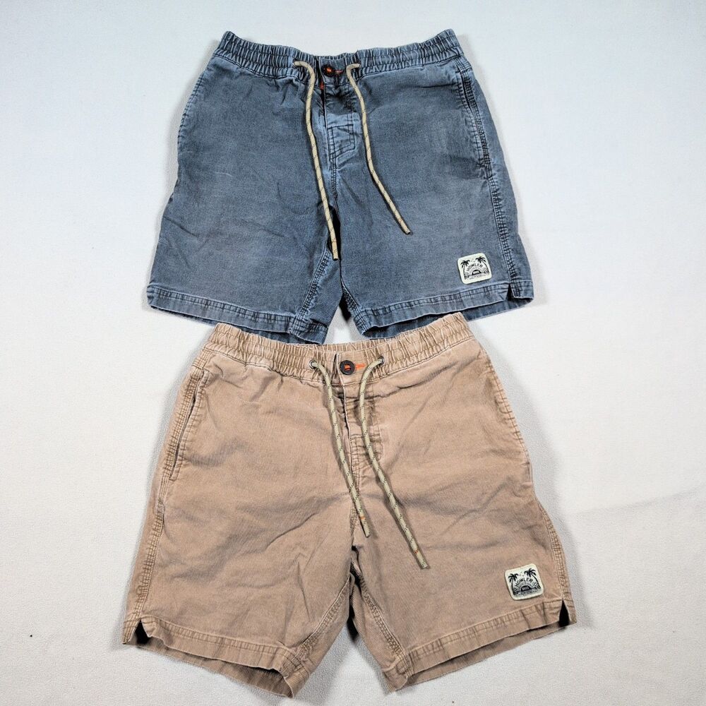 Lot of 2 Howler Bros Pressure Drop Cord Shorts Mens Size 28 Blue Tan Corduroy 7"
